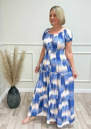 Brooke Tie Dye Print Magic Bardot Maxi Dress 8-18