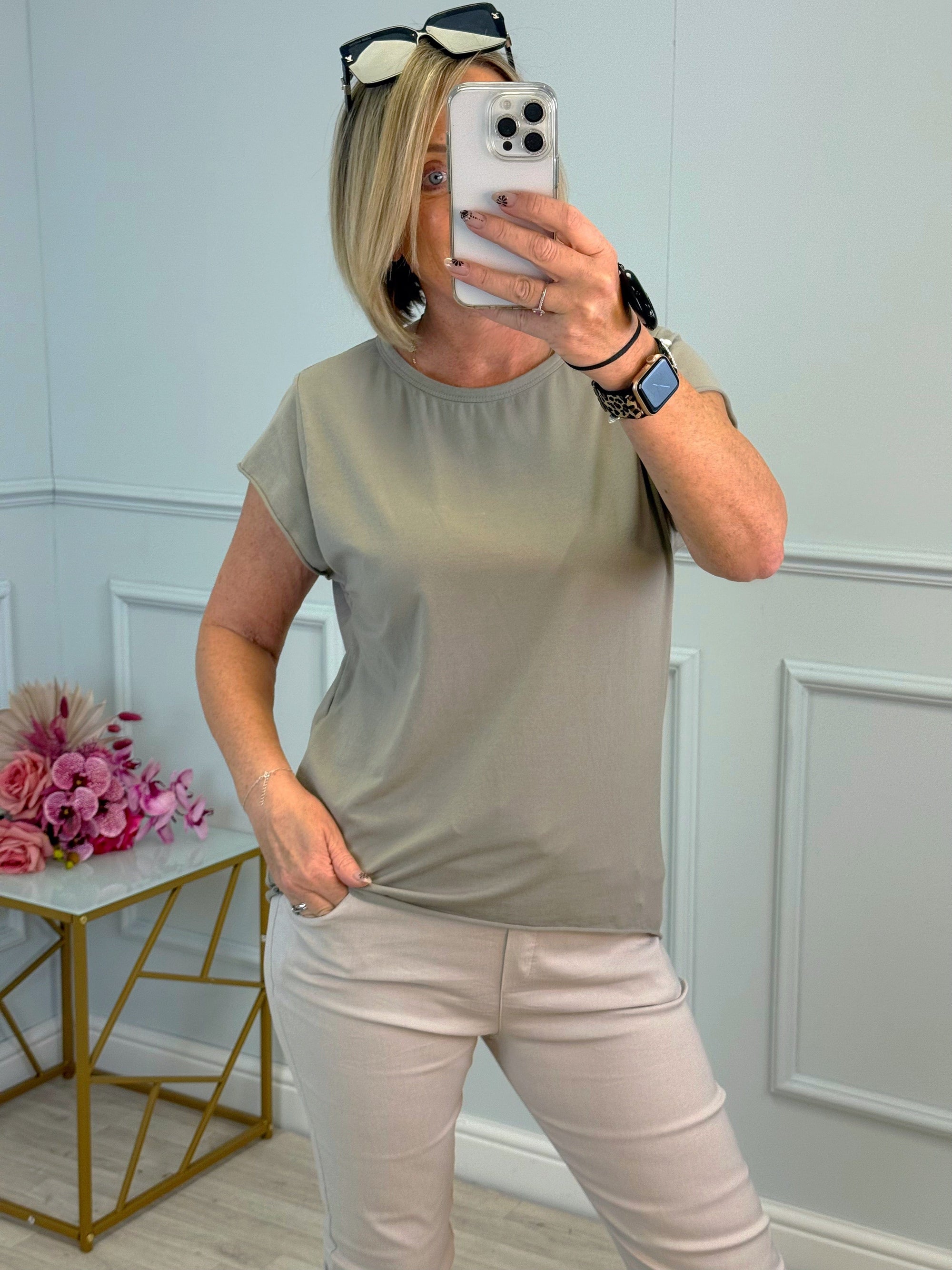 Lottie Dip Hem Essential T-Shirt  8-16 Mocha
