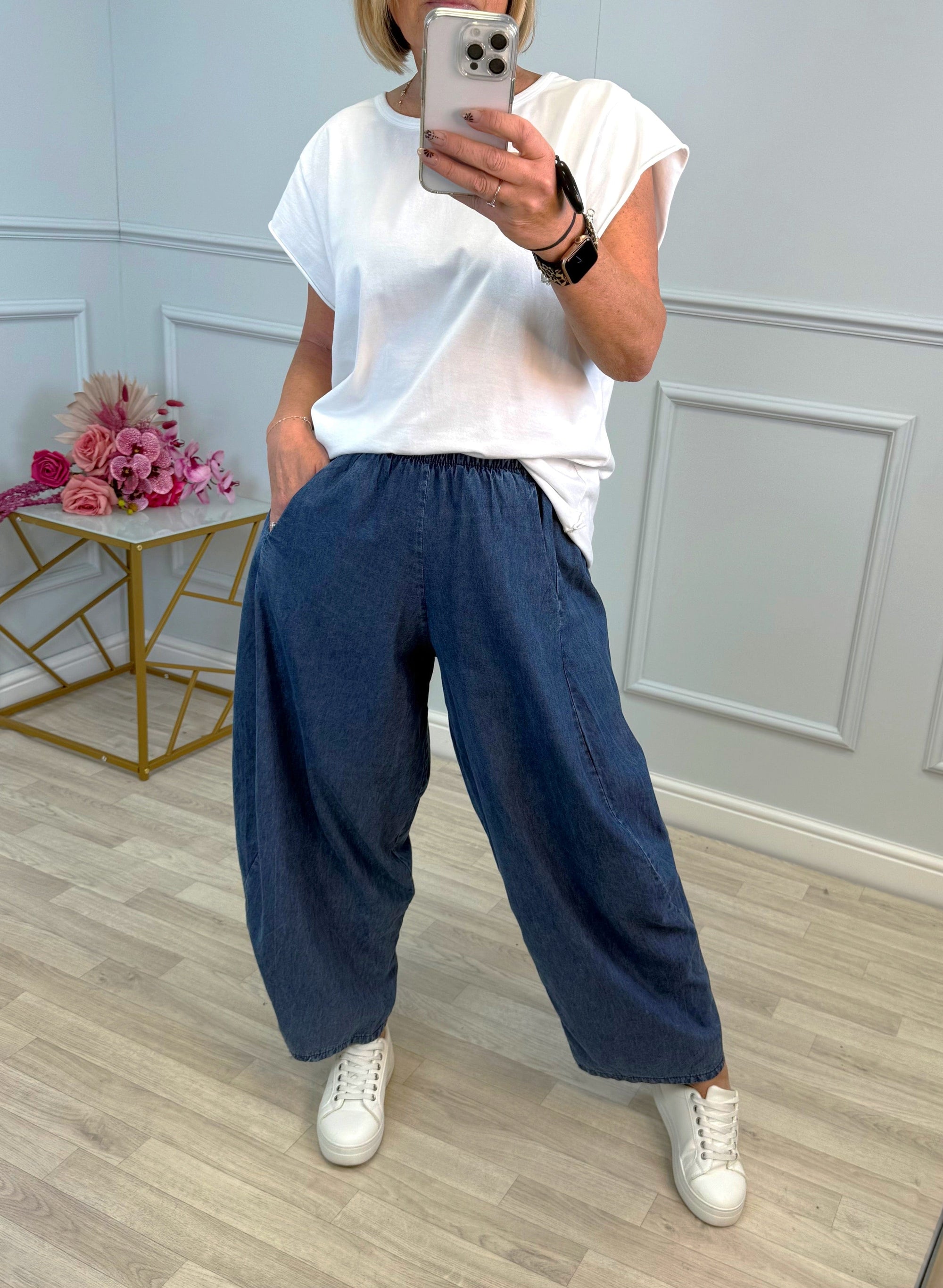 Georgia Chambray Cocoon Trousers / Joggers – Sizes 8–20