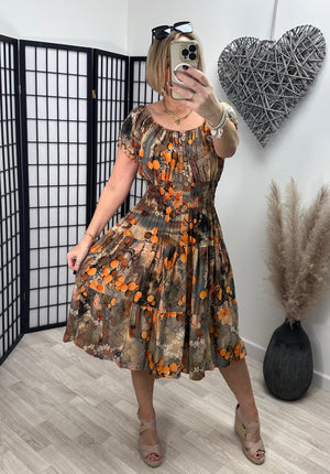 Ellie Paisley Magic Midi Dress 8-22 Orange ZU808-54 - Susie's Boutique