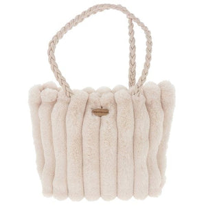 Plush Faux Fur Braided-Handle Tote Bag - Susie's Boutique