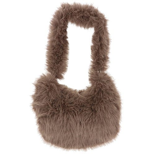 Faux Fur Banana Shoulder Bag