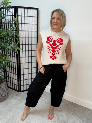 Lobster Knitted Tank – Cream/Red