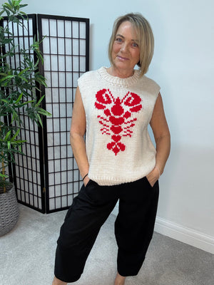 Lobster Knitted Tank – Cream/Red