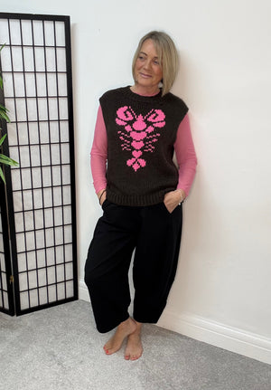 Lobster Knitted Tank – Chocolate/Pink