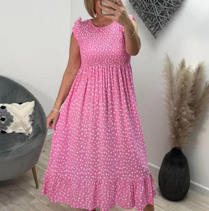 Irina Polka Dot Shirred Midi Dress