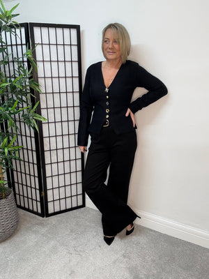 Tahlia Mixed Button Cardigan – Black