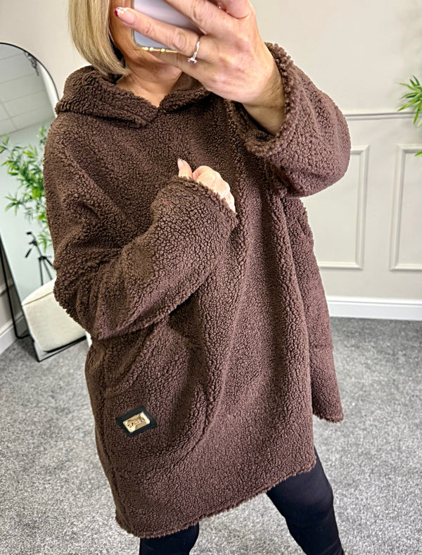 Willow Teddy Fleece Hoodie 10-18 Chocolate