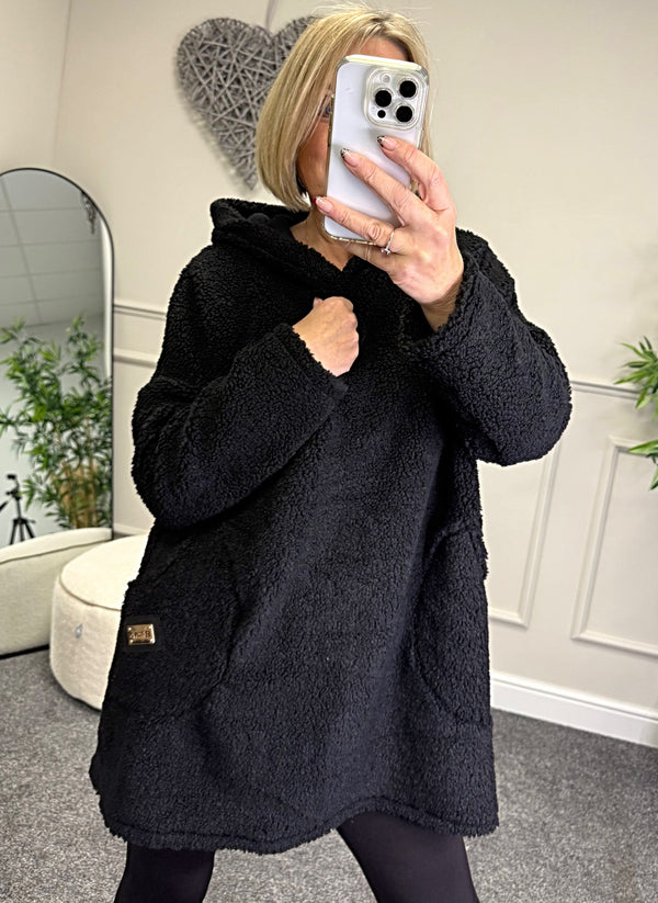 Willow Teddy Fleece Hoodie 10-18 Black