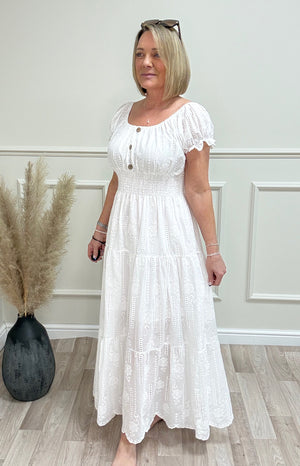 Lola Broderie Anglaise Bardot Magic Maxi Dress 8-18