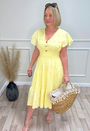 Cora Broderie Anglaise V-Neck Magic Midi Dress 8-18