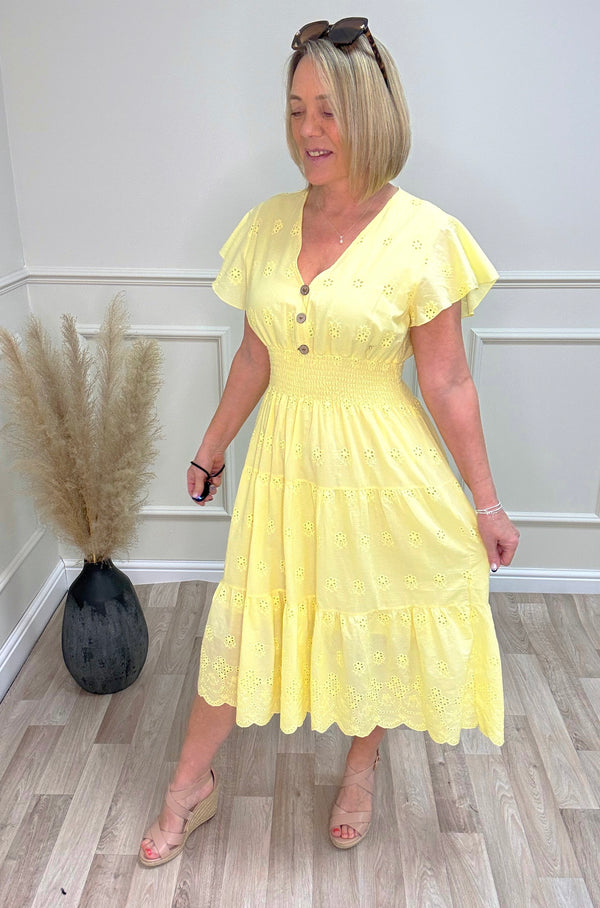 Cora Broderie Anglaise V-Neck Magic Midi Dress 8-18