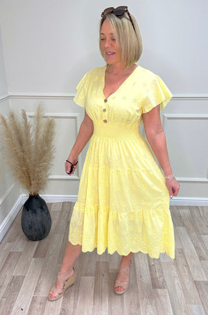 Cora Broderie Anglaise V-Neck Magic Midi Dress 8-18