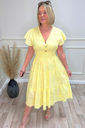 Cora Broderie Anglaise V-Neck Magic Midi Dress 8-18