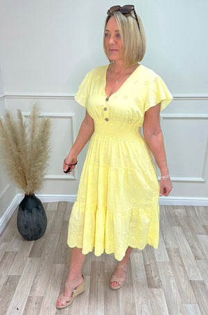 Cora Broderie Anglaise V-Neck Magic Midi Dress 8-18