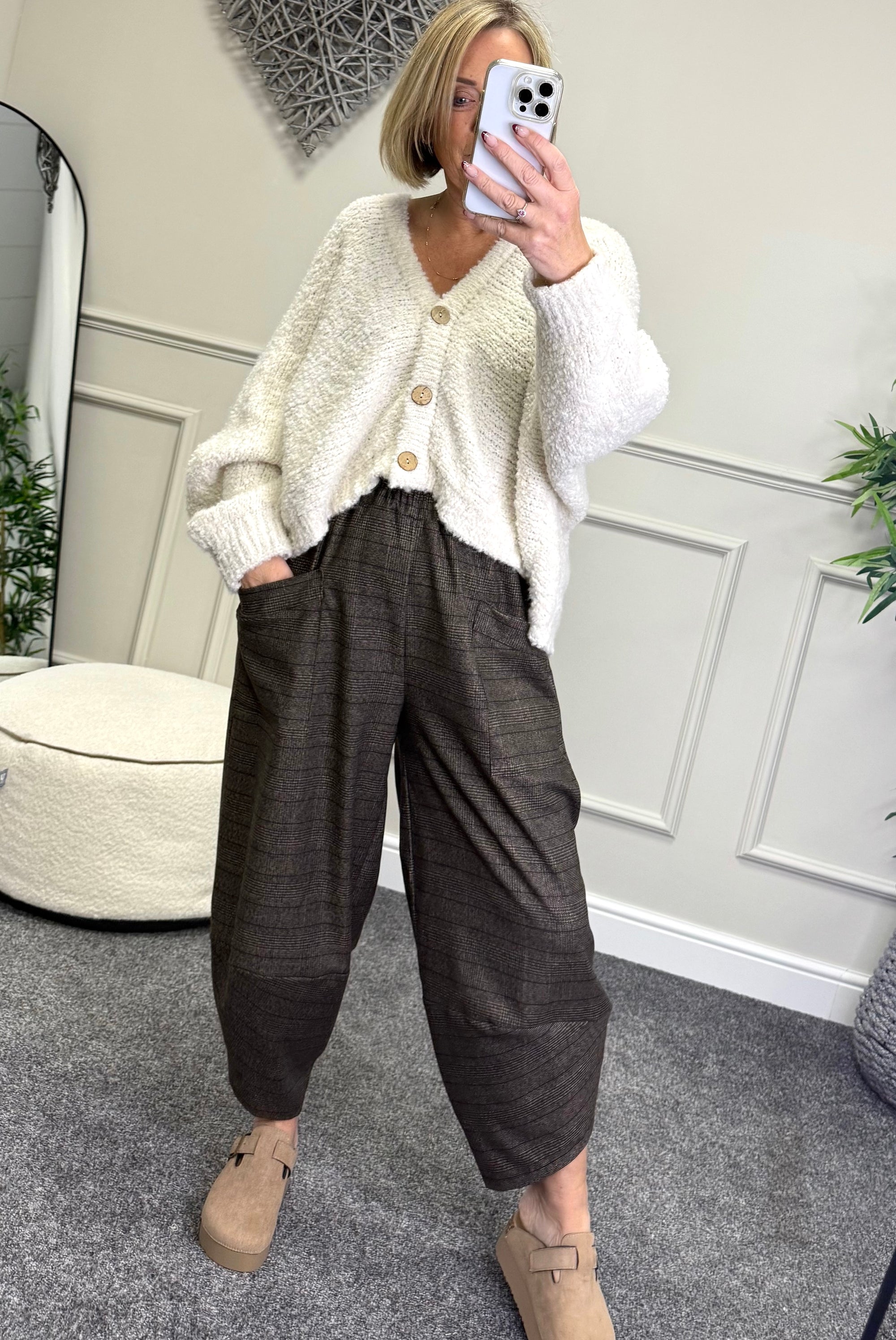 Lauren Cocoon Jogger/Pants 10-20 Chocolate Check - Susie's Boutique