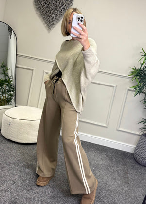 Alexandria Stripe Straight Leg Trousers 8-18 Mocha - Susie's Boutique