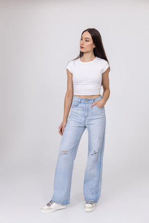 Alaya High Waist Relaxed Straight Leg Ripped Jeans 8-16 - Susie's Boutique