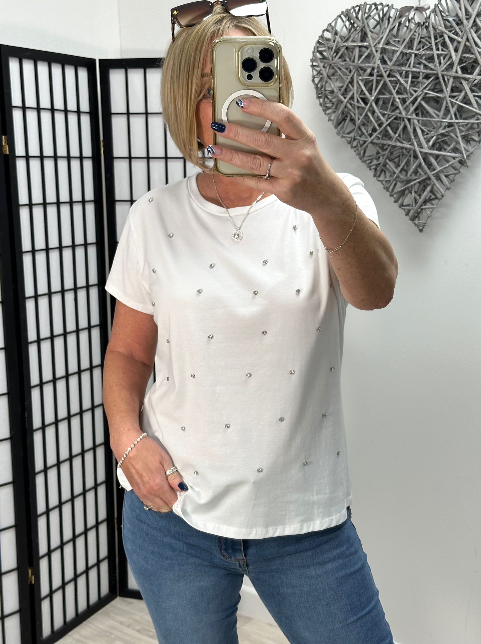 Anna Diamante T-Shirt 8-16 White - Susie's Boutique