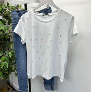 Anna Diamante T-Shirt 8-16 White - Susie's Boutique