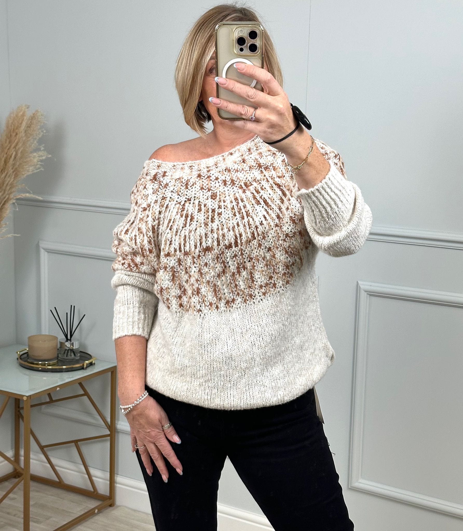 Demi Popcorn Contrast knit Jumper 8-16 Cream - Susie's Boutique