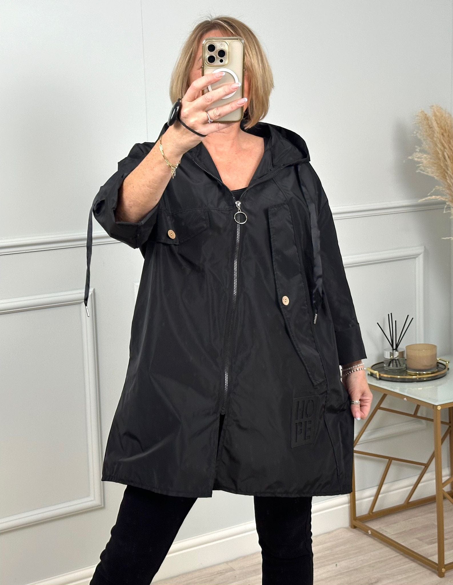 Izzy Hope Mock Pocket Showerproof Mac Coat 10 20 Black Susie s Boutique