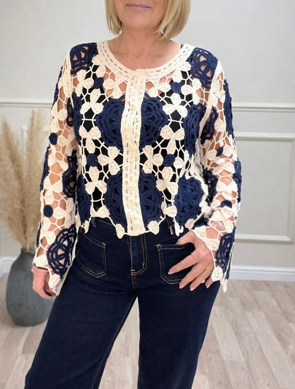 Capri Floral Crochet Cardigan