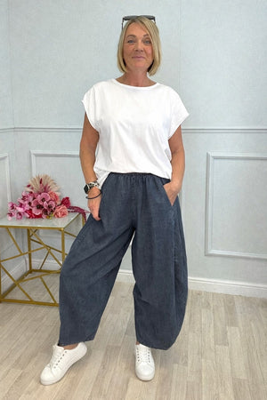 Georgia Chambray Cocoon Trousers / Joggers – Sizes 8–20 Slate