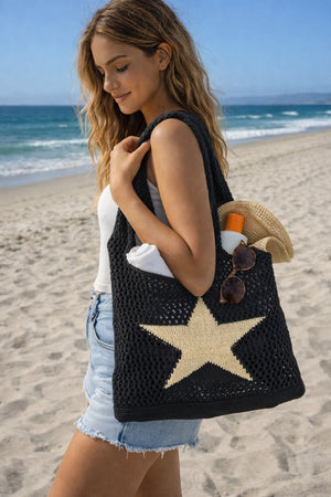 Star Crochet Mesh Beach Tote Bag