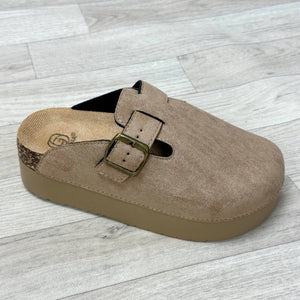 Aleida Flatbed Sandals clogs tan - Susie's Boutique - | Women's Fashion Online