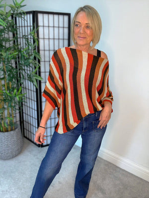 Amber Stripe Jumper in rust - oversized striped knit jumper
