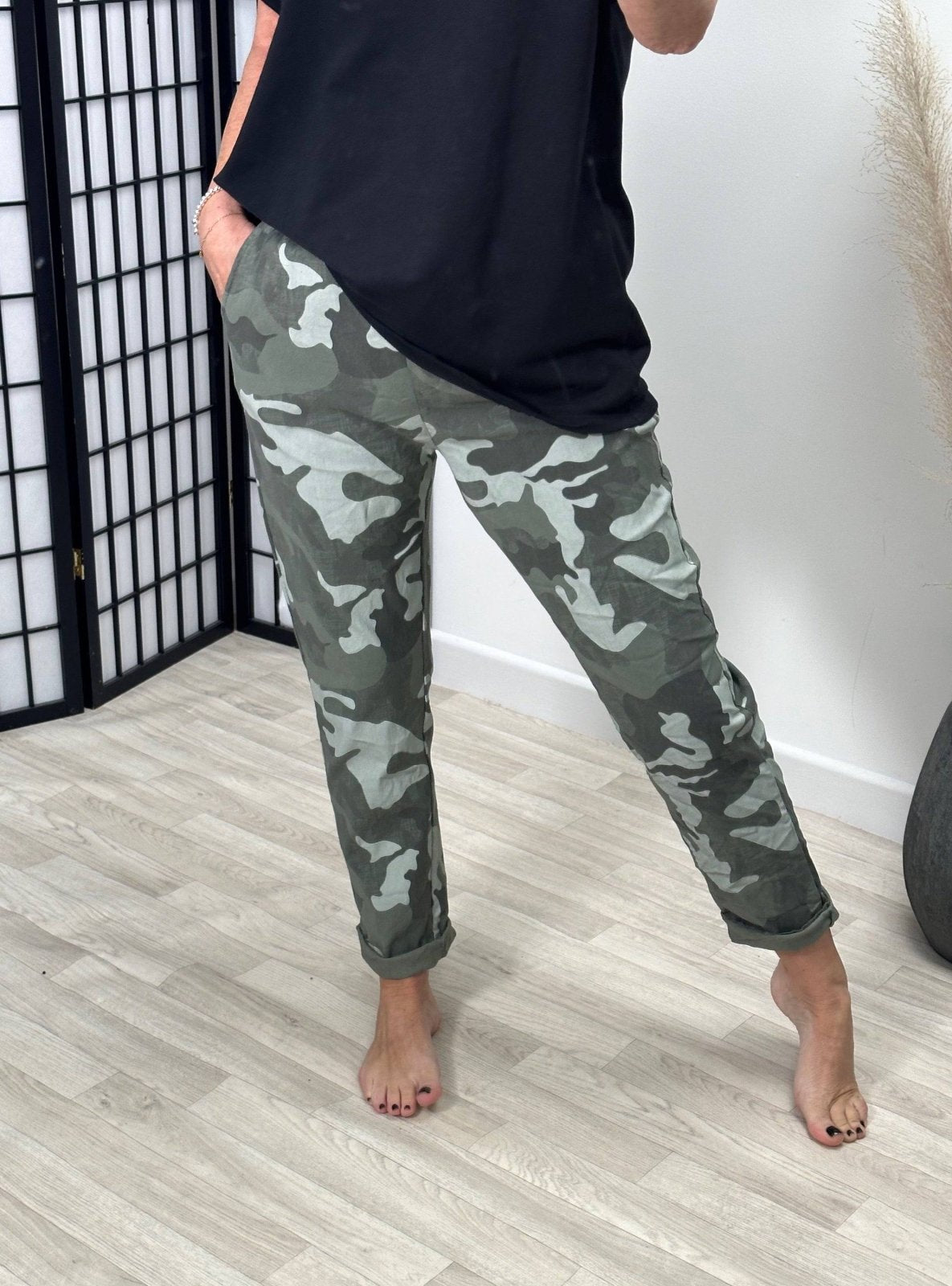 Becca Camouflage Magic Trousers 18 - 22 Khaki - Susie's Boutique - | Women's Fashion Online