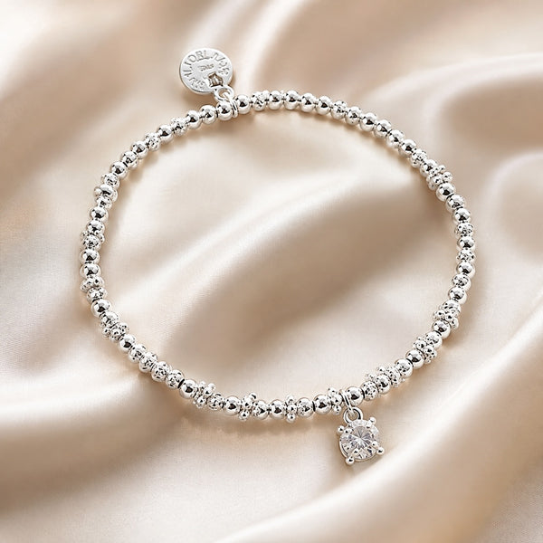 Silver Beaded Sparkle Charm Bracelet