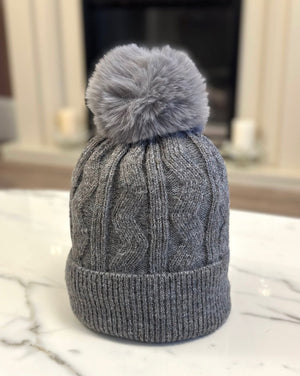 Cable Knit Pom Pom Hat (8 Colours) - Susie's Boutique - | Women's Fashion Online