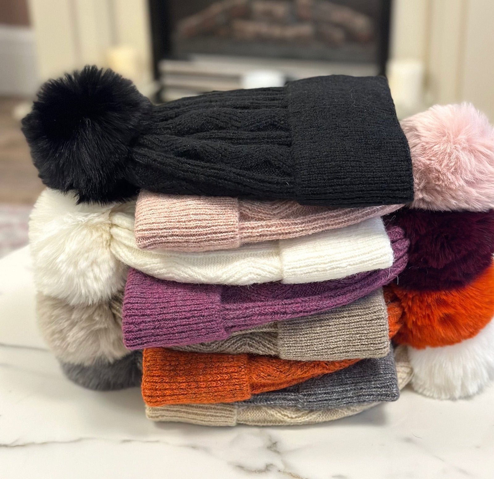 Cable Knit Pom Pom Hat (8 Colours) - Susie's Boutique - | Women's Fashion Online