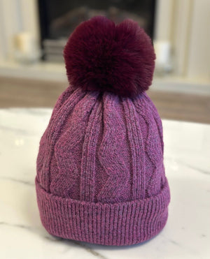 Cable Knit Pom Pom Hat (8 Colours) - Susie's Boutique - | Women's Fashion Online