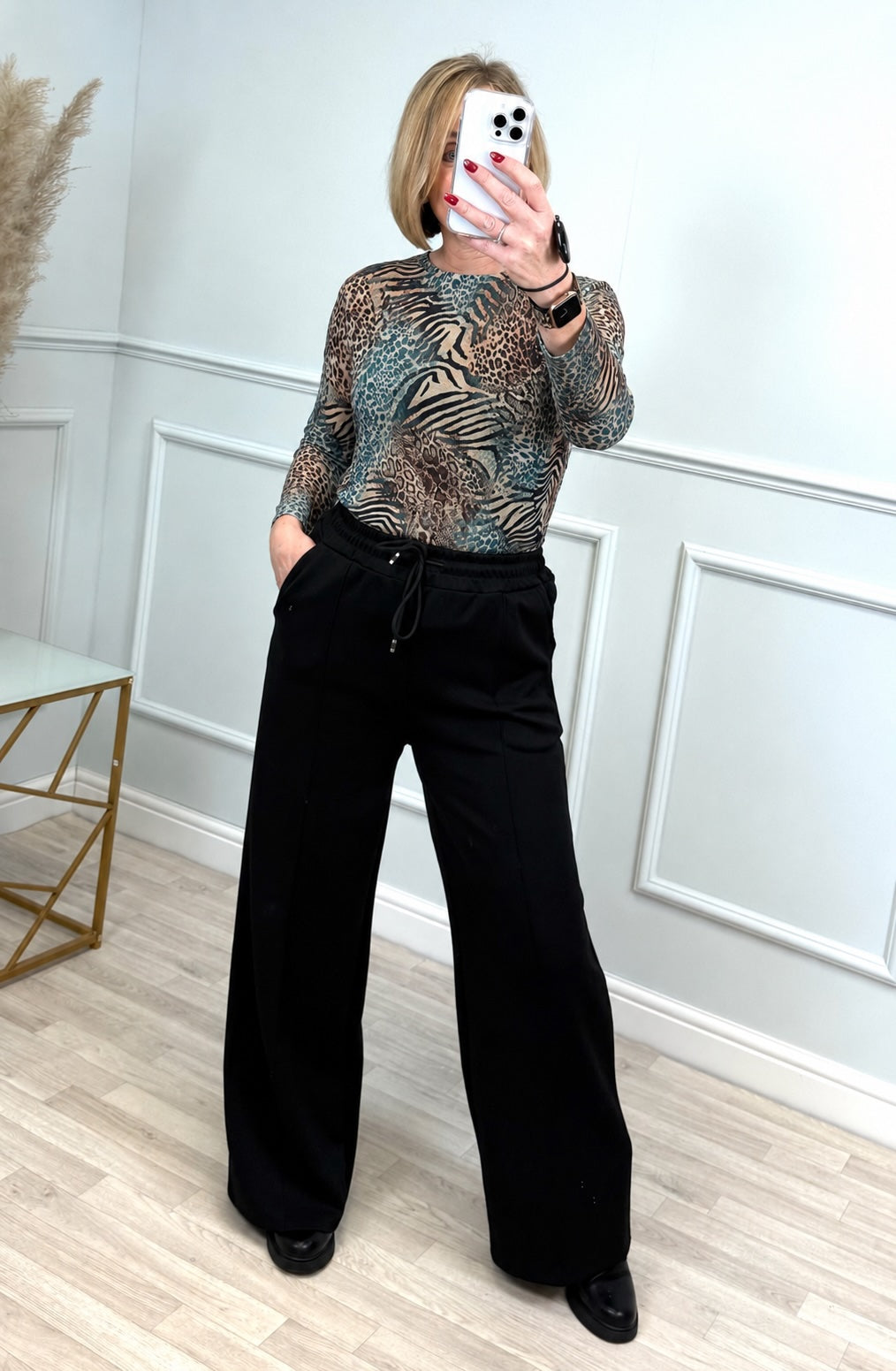 Carissa Mixed Animal Print Mesh Top