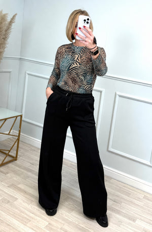 Carissa Mixed Animal Print Mesh Top