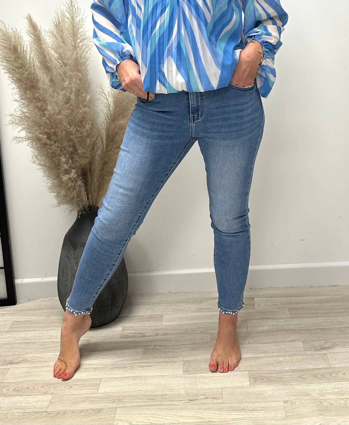 Carmen Diamante Pearl Bow Back Jeans 8 - 20 - Susie's Boutique - | Women's Fashion Online