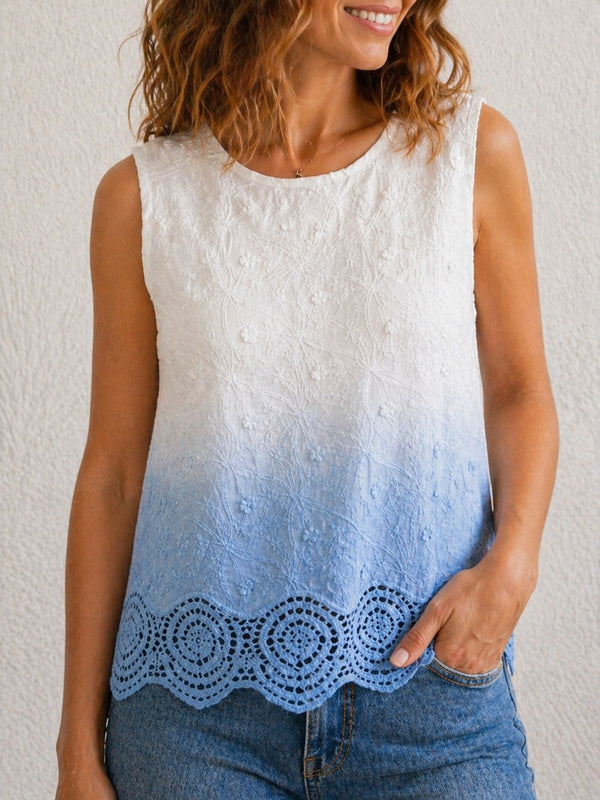 Marina Embroidered Top with Lace Hem 12-18