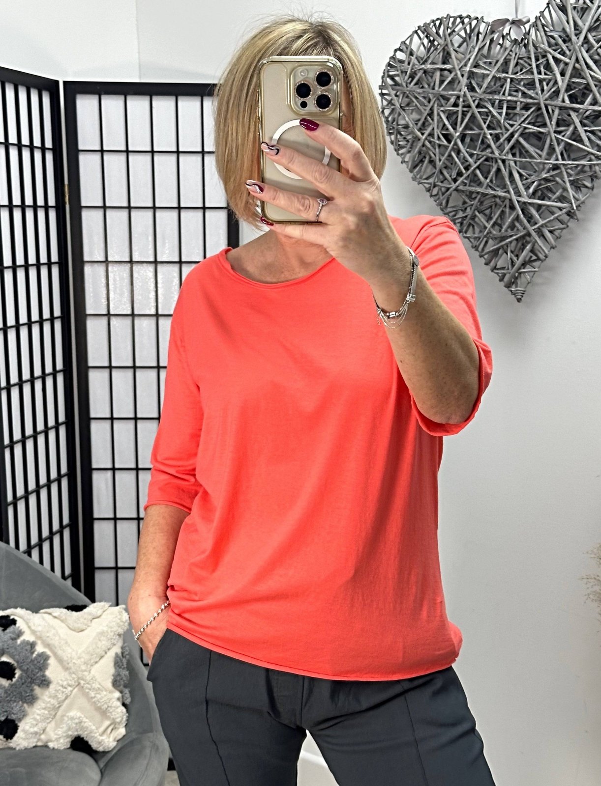 Elisa Essential Plain T-shirt 8 - 16 Coral - Susie's Boutique - | Women's Fashion Online