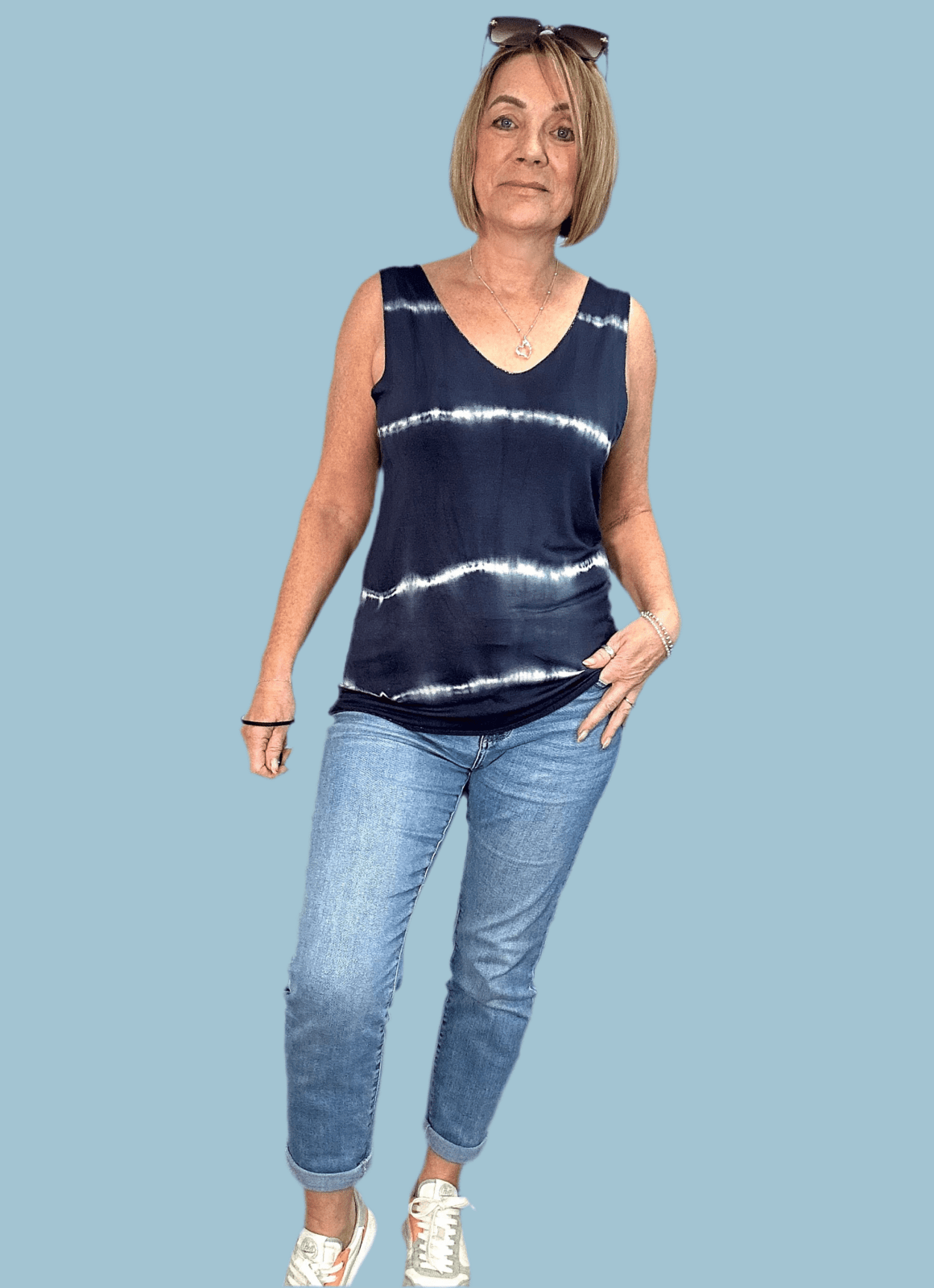 Ellis Tie Dye Vest Top 10 - 18 Navy NO RETURNS ON SALE ITEMS - Susie's Boutique - | Women's Fashion Online