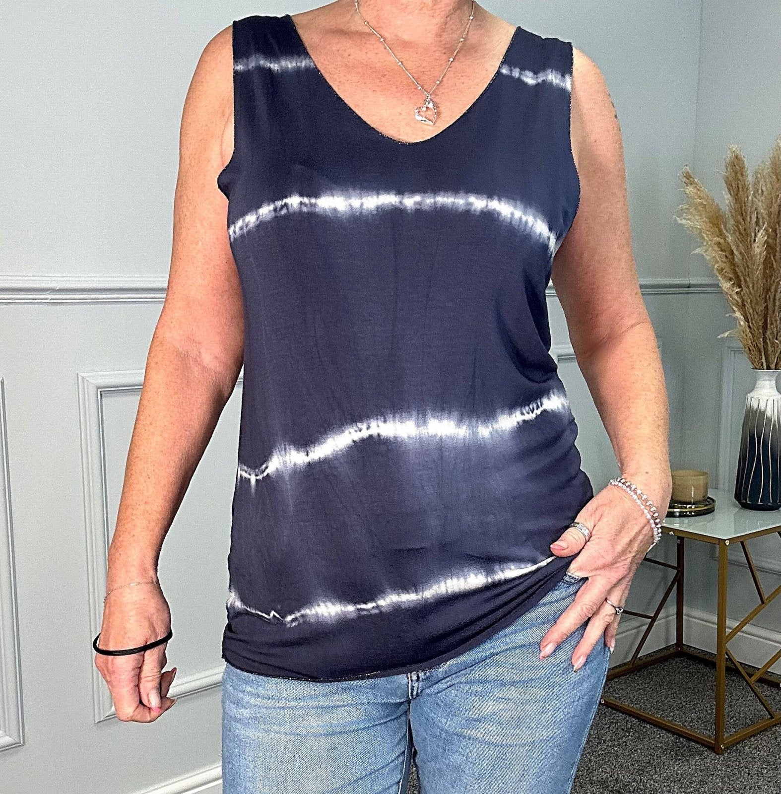 Ellis Tie Dye Vest Top 10 - 18 Navy NO RETURNS ON SALE ITEMS - Susie's Boutique - | Women's Fashion Online