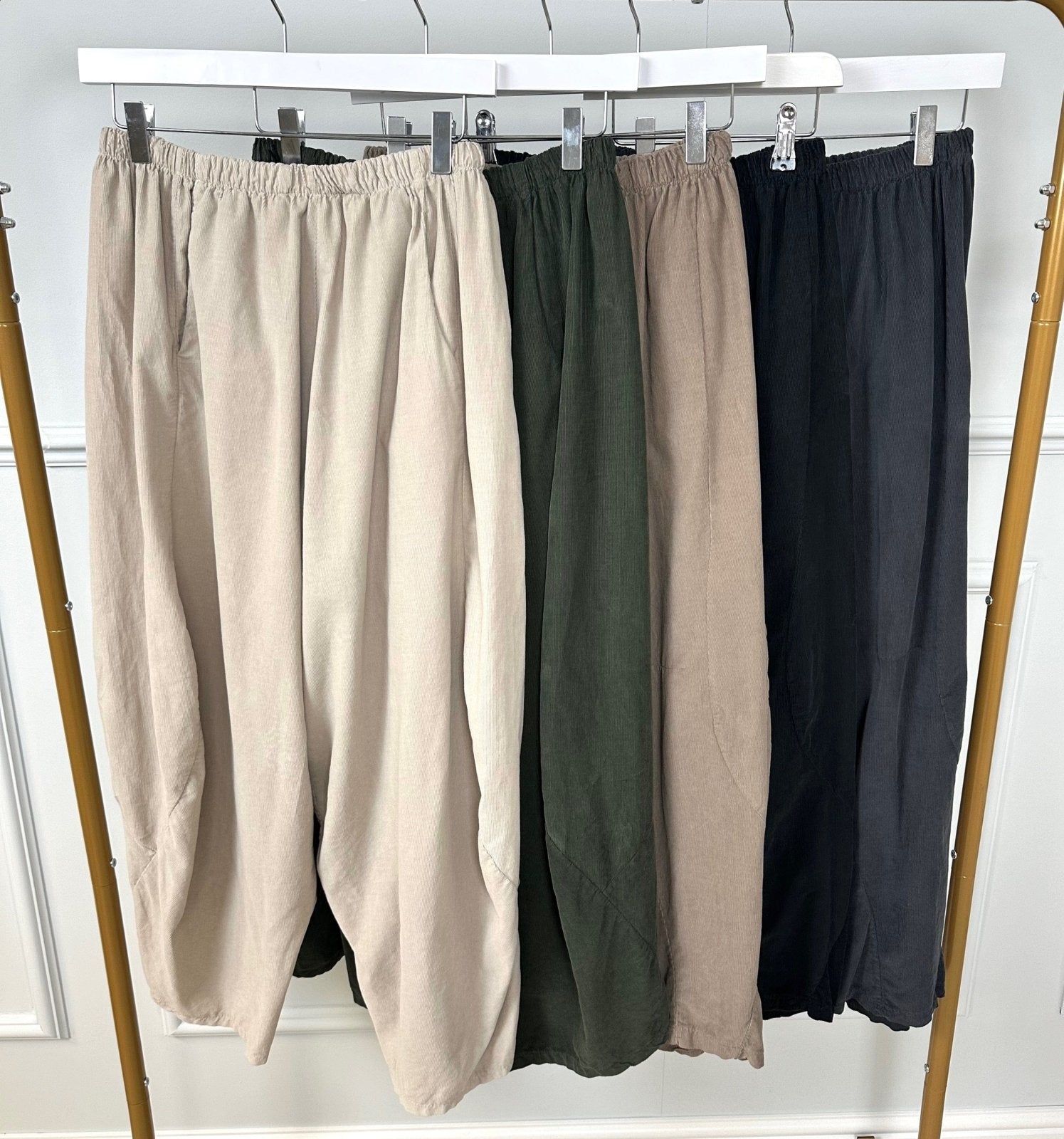 Georgia Pin - cord Cocoon Trousers / Joggers 8 - 20 Sand - Susie's Boutique - | Women's Fashion Online