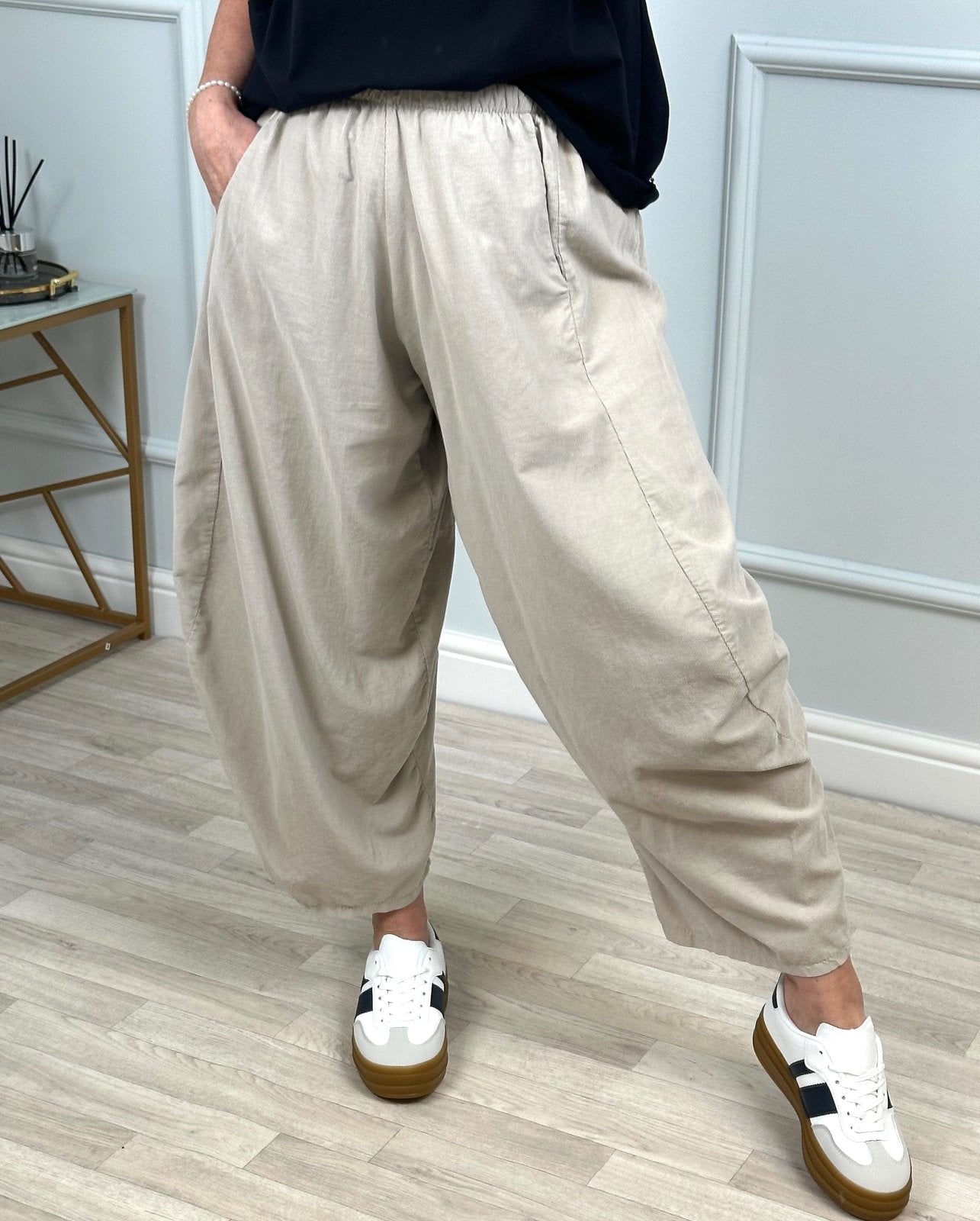 Georgia Pin - cord Cocoon Trousers / Joggers 8 - 20 Sand - Susie's Boutique - | Women's Fashion Online