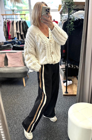 Giovanna Side Stripe Wide Straight Leg Trousers Pants 10 - 18 - Susie's Boutique - | Women's Fashion Online