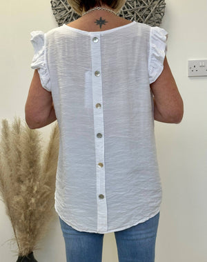 Grace Frill Sleeve Button Back Top 8 - 16 - Susie's Boutique - | Women's Fashion Online