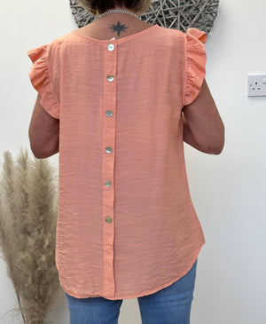 Grace Frill Sleeve Button Back Top 8 - 16 - Susie's Boutique - | Women's Fashion Online