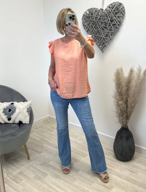 Grace Frill Sleeve Button Back Top 8 - 16 - Susie's Boutique - | Women's Fashion Online