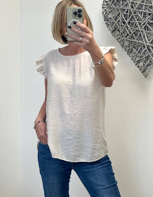 Grace Frill Sleeve Button Back Top 8 - 16 - Susie's Boutique - | Women's Fashion Online